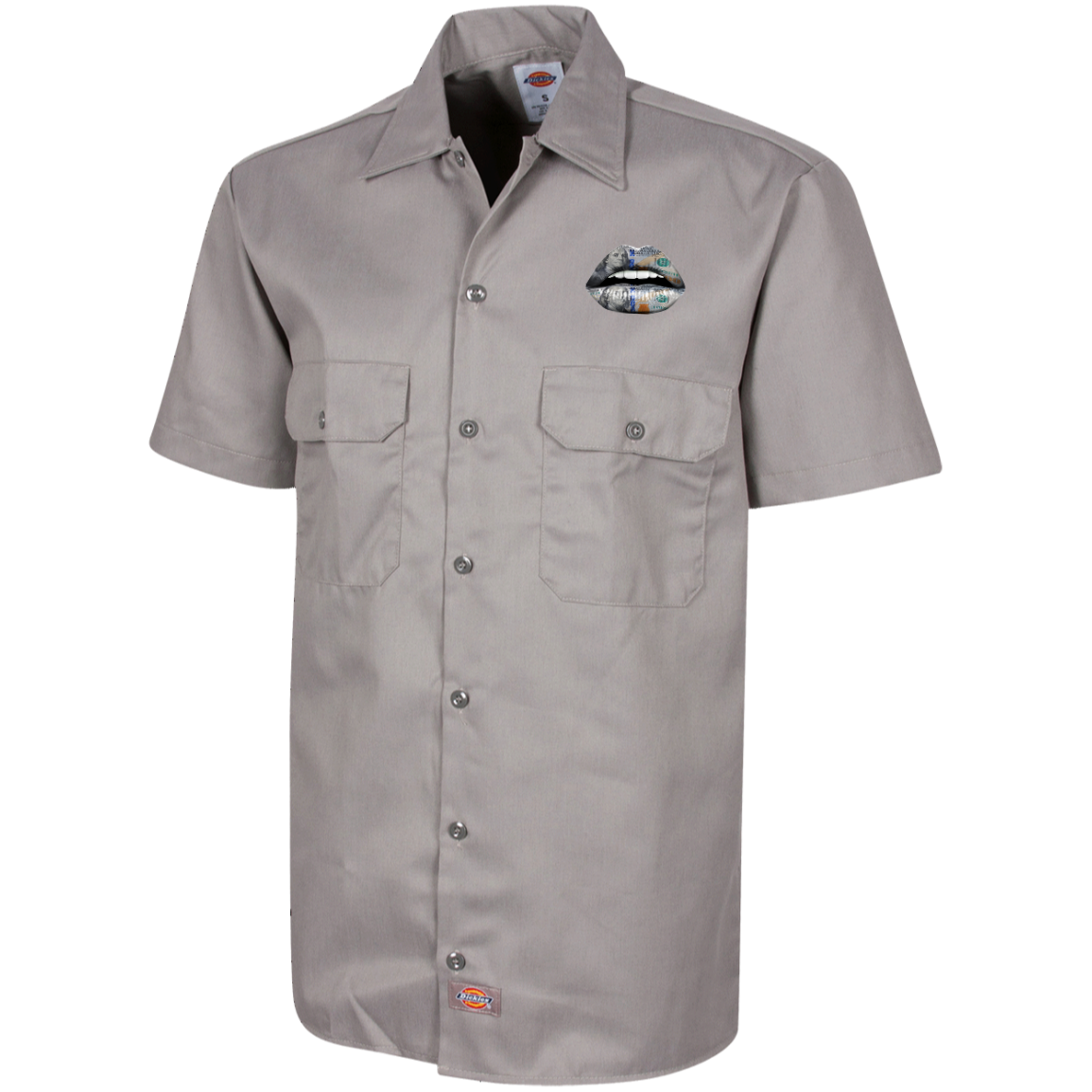"$100 DOLLAR LIPS" Men's Short Sleeve Workshirt