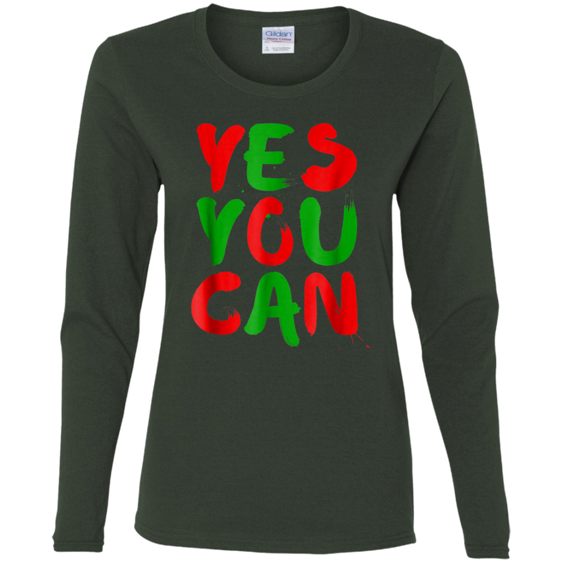 "YES YOU CAN" Ladies' Cotton LS T-Shirt
