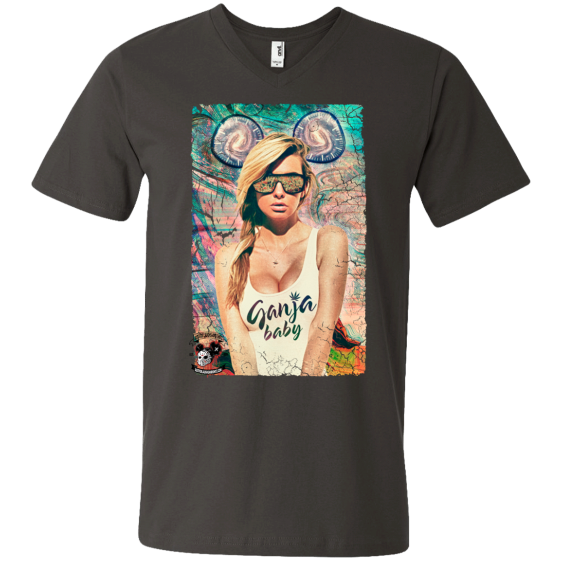 "GANJA BABY" Men's Printed V-Neck T-Shirt