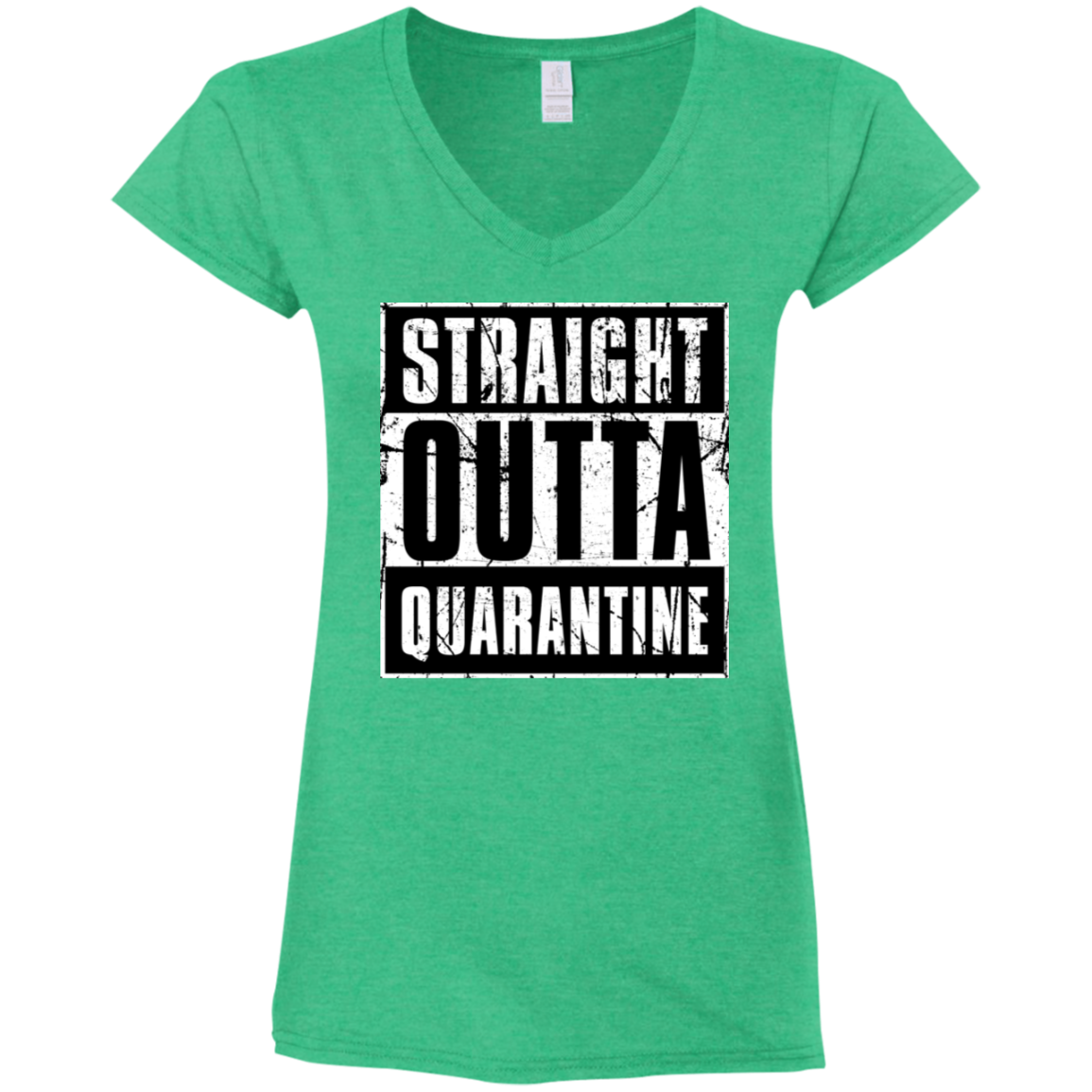 "QUARANTINE" Ladies' Fitted Softstyle 4.5 oz V-Neck T-Shirt