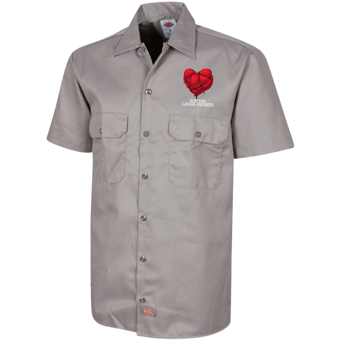 "MY BLOODY HEART" in white print Men's Short Sleeve Workshirt
