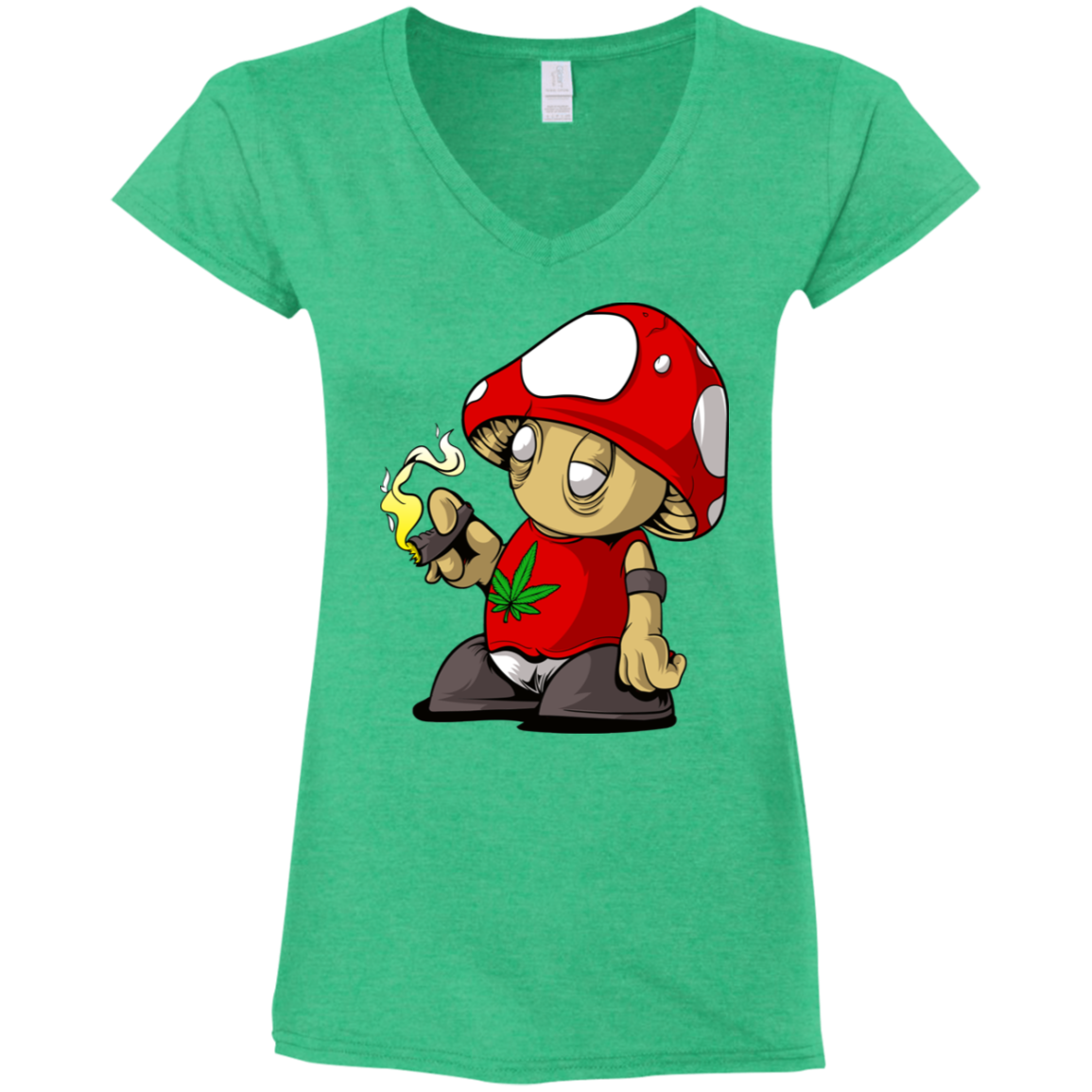 "MUSHROOM CLOUDS" Ladies' Fitted Softstyle 4.5 oz V-Neck T-Shirt