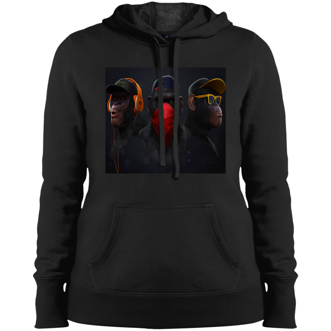 "HEAR NO EVIL SPEAK NO EVIL SEE NO EVIL" Ladies' Pullover Hooded Sweatshirt