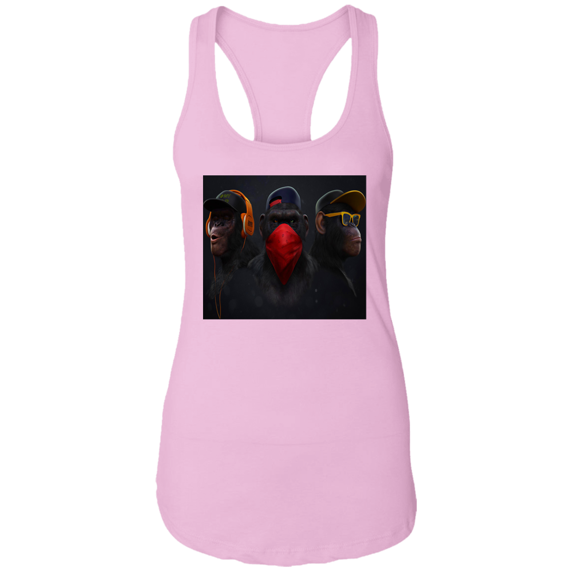 "HEAR NO EVIL SPEAK NO EVIL SEE NO EVIL" Ladies Ideal Racerback Tank