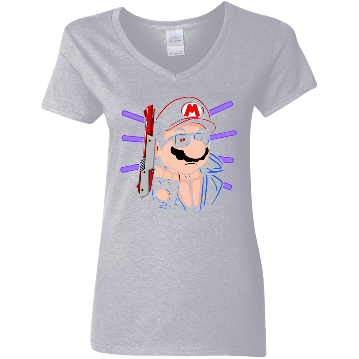 "MARIO TERMINATOR" Ladies' 5.3 oz. V-Neck T-Shirt