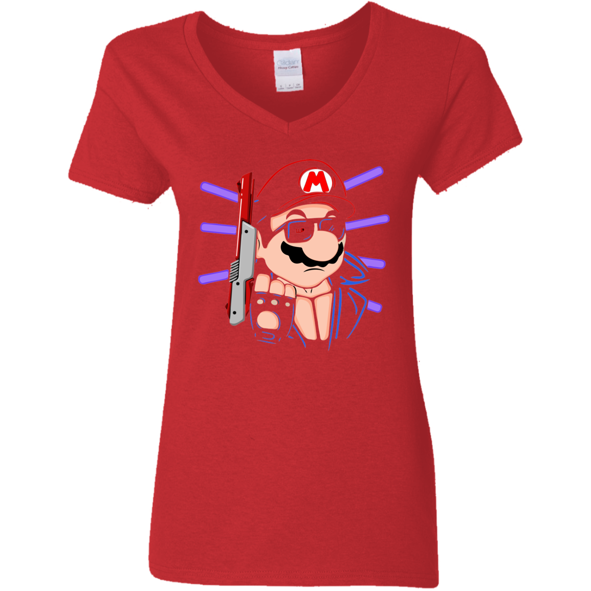 "MARIO TERMINATOR" Ladies' 5.3 oz. V-Neck T-Shirt