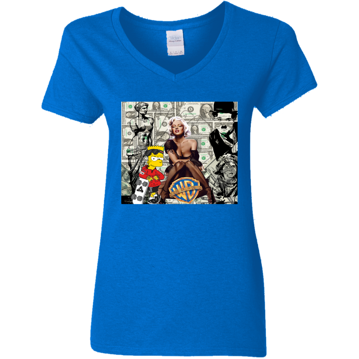 "MONEY MAKING MARILYN" Ladies' 5.3 oz. V-Neck T-Shirt