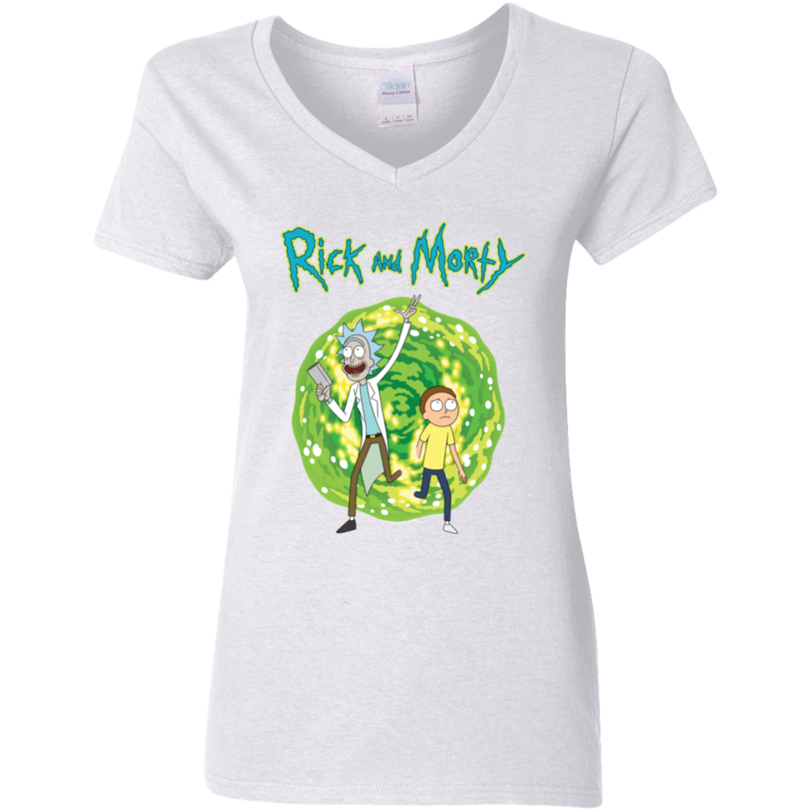 "RICK AND MORTY" Ladies' 5.3 oz. V-Neck T-Shirt