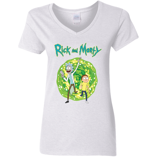 "RICK AND MORTY" Ladies' 5.3 oz. V-Neck T-Shirt