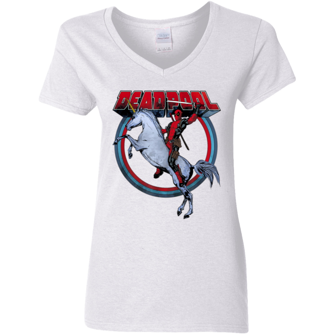 "UNICORN DEADPOOL" Ladies' 5.3 oz. V-Neck T-Shirt