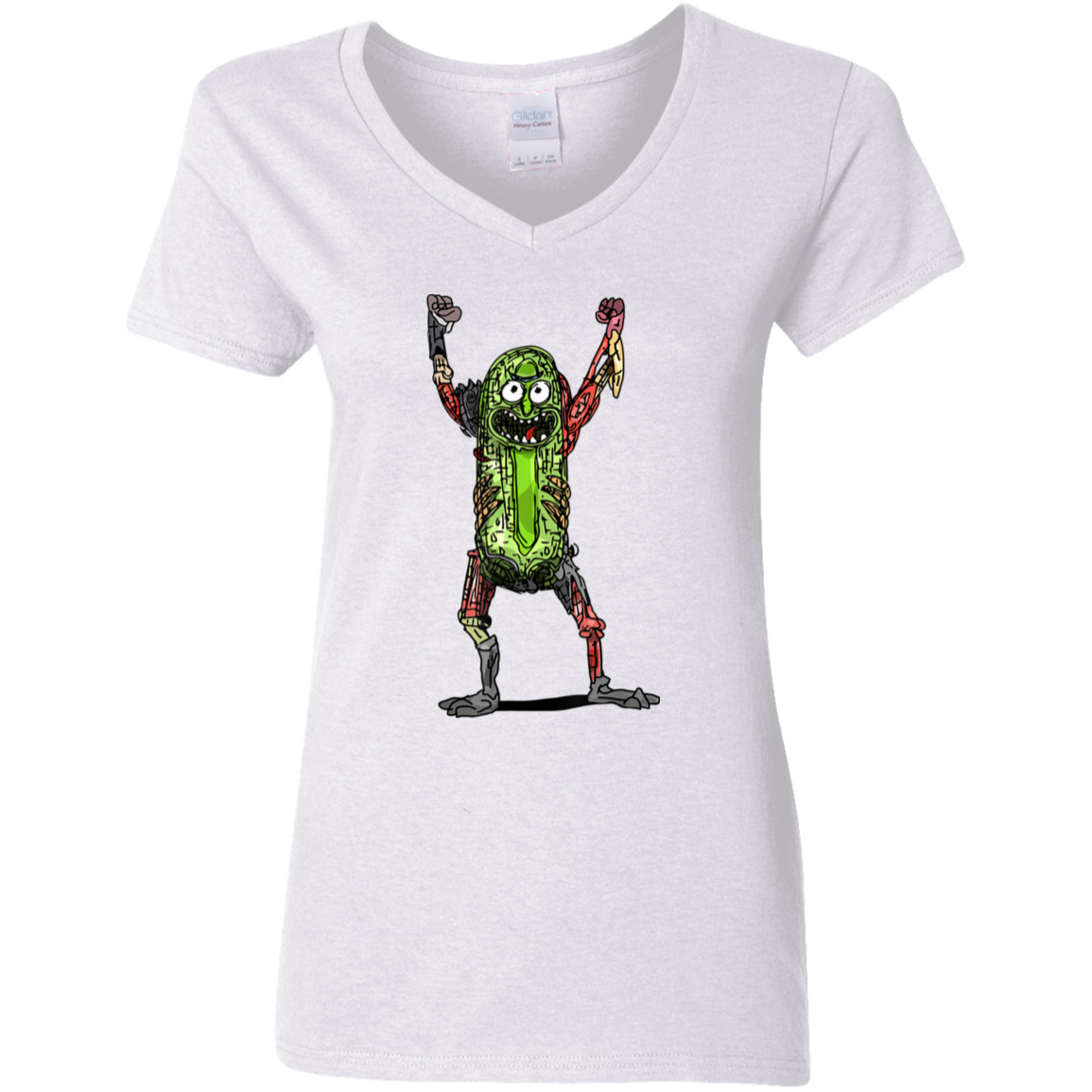 "PICKLE RICK" Ladies' 5.3 oz. V-Neck T-Shirt