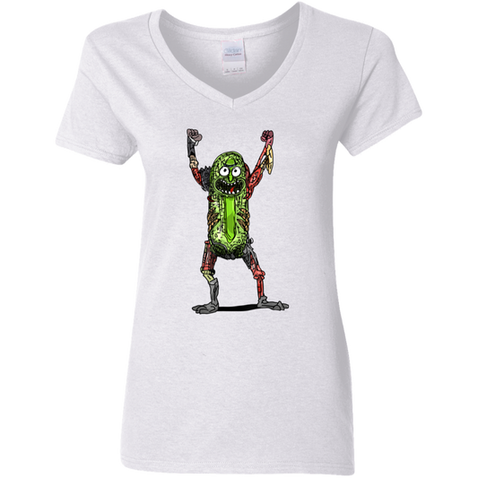 "PICKLE RICK" Ladies' 5.3 oz. V-Neck T-Shirt