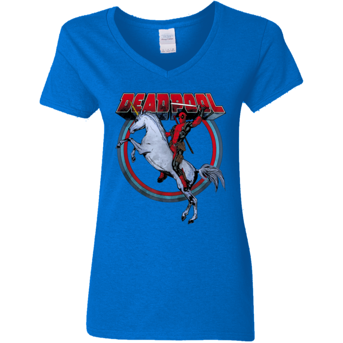 "UNICORN DEADPOOL" Ladies' 5.3 oz. V-Neck T-Shirt