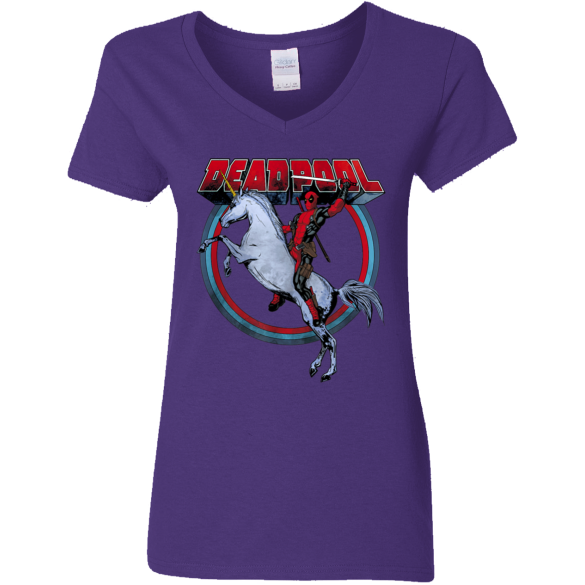 "UNICORN DEADPOOL" Ladies' 5.3 oz. V-Neck T-Shirt