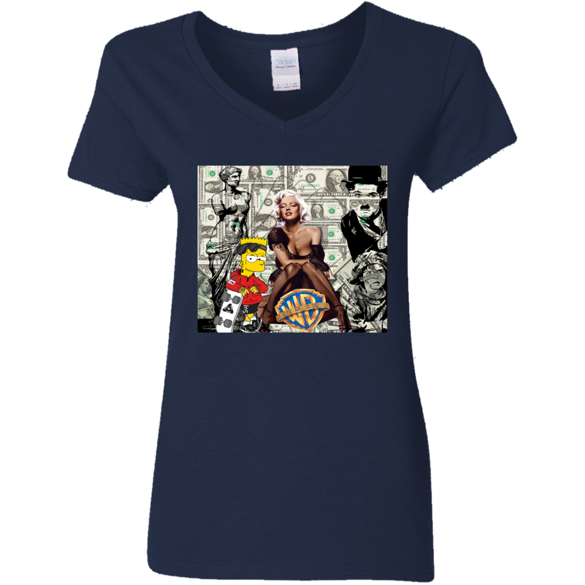 "MONEY MAKING MARILYN" Ladies' 5.3 oz. V-Neck T-Shirt