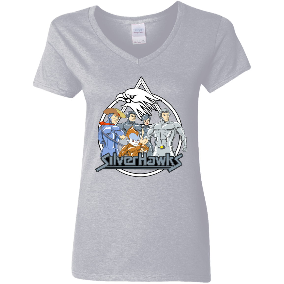 "SILVERHAWKS" Ladies' 5.3 oz. V-Neck T-Shirt