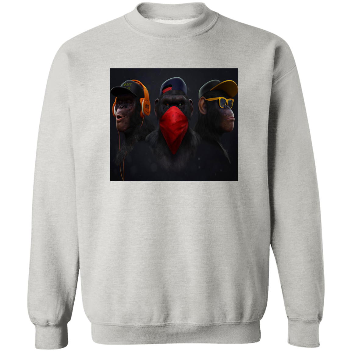 "HEAR NO EVIL SPEAK NO EVIL SEE NO EVIL" Crewneck Pullover Sweatshirt