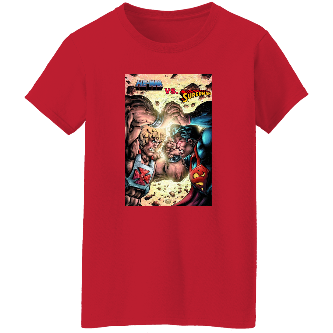 "HE-MAN VS SUPERMAN" Ladies' 5.3 oz. T-Shirt