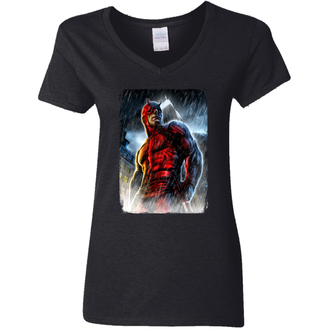 "THE MAN WITHOUT FEAR" Ladies' 5.3 oz. V-Neck T-Shirt