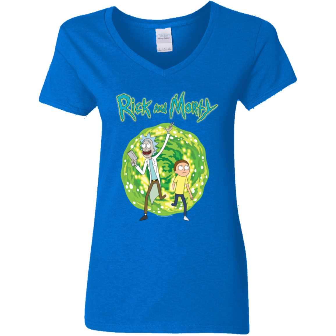 "RICK AND MORTY" Ladies' 5.3 oz. V-Neck T-Shirt