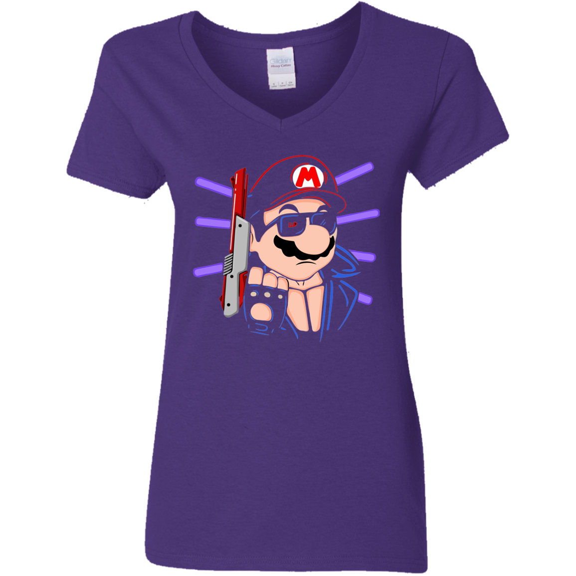 "MARIO TERMINATOR" Ladies' 5.3 oz. V-Neck T-Shirt