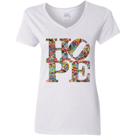 "HOPE" Ladies' 5.3 oz. V-Neck T-Shirt