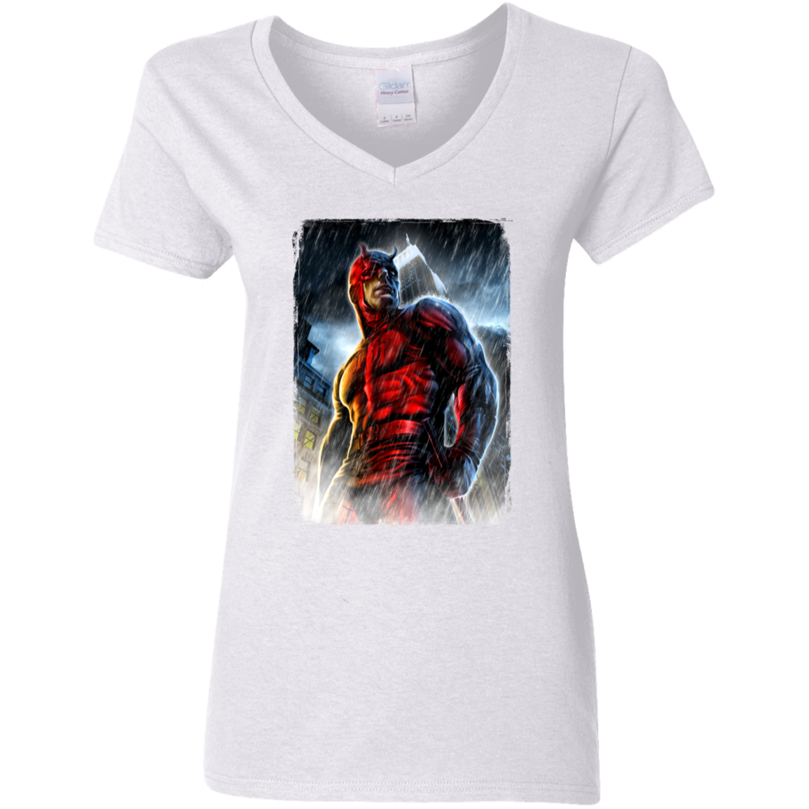 "THE MAN WITHOUT FEAR" Ladies' 5.3 oz. V-Neck T-Shirt