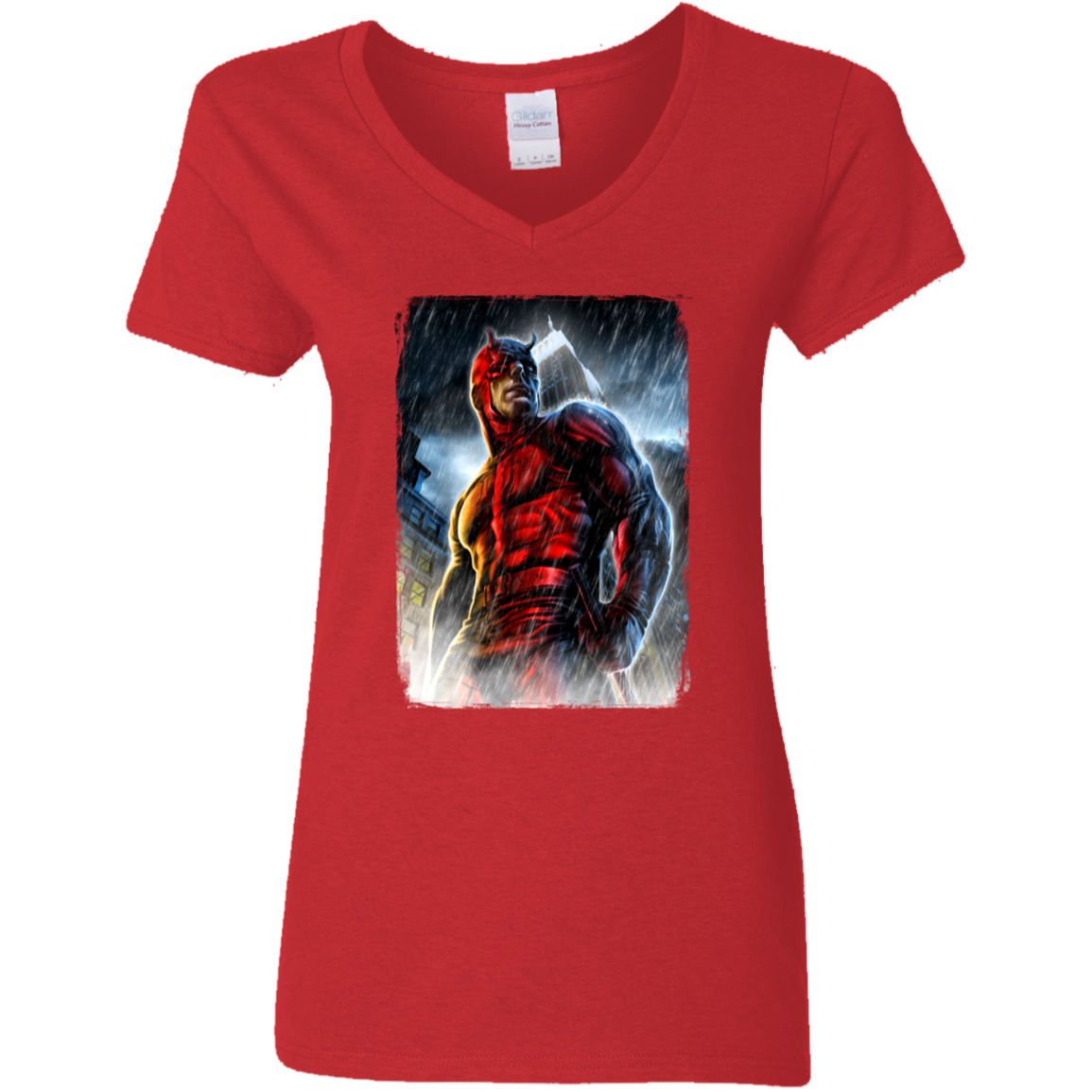 "THE MAN WITHOUT FEAR" Ladies' 5.3 oz. V-Neck T-Shirt