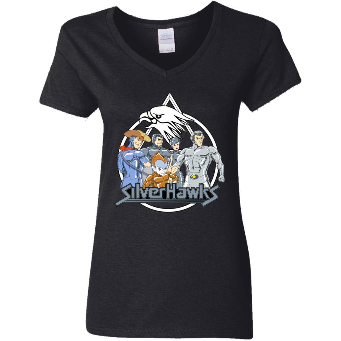 "SILVERHAWKS" Ladies' 5.3 oz. V-Neck T-Shirt