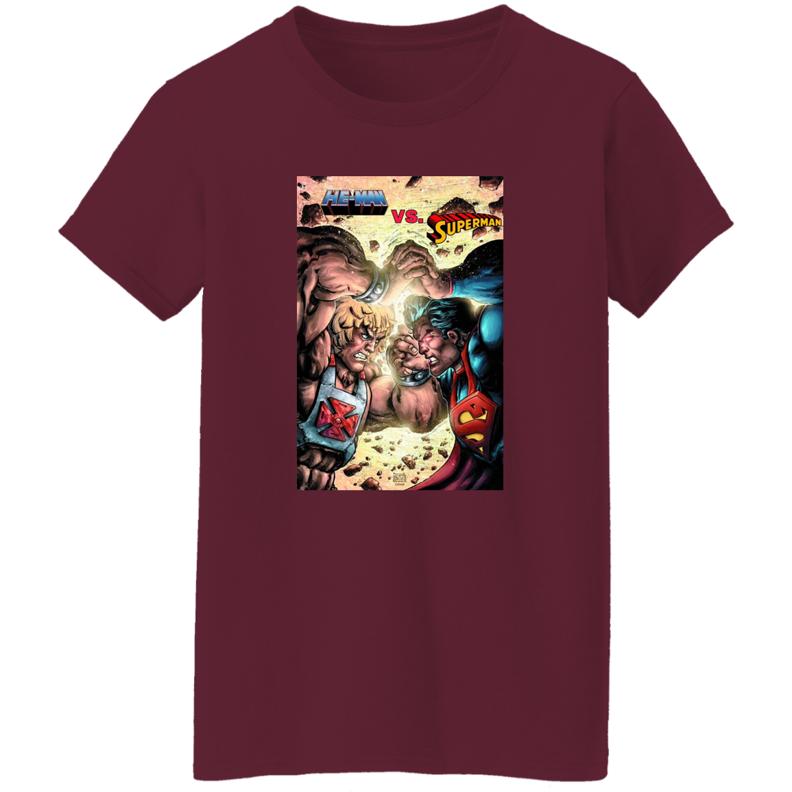 "HE-MAN VS SUPERMAN" Ladies' 5.3 oz. T-Shirt