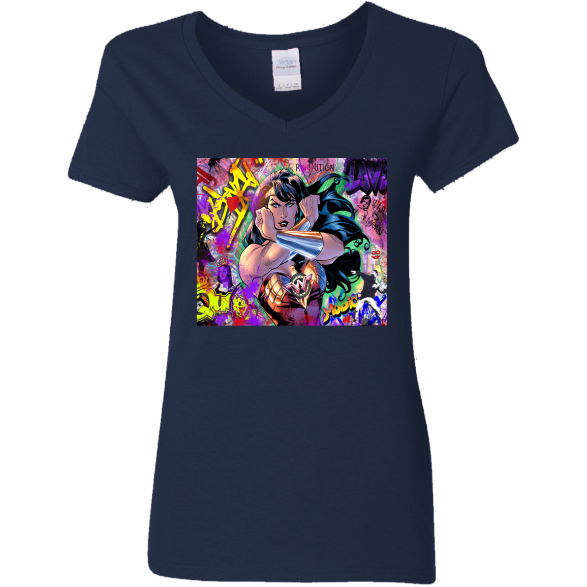 "WONDER WOMAN" Ladies' 5.3 oz. V-Neck T-Shirt