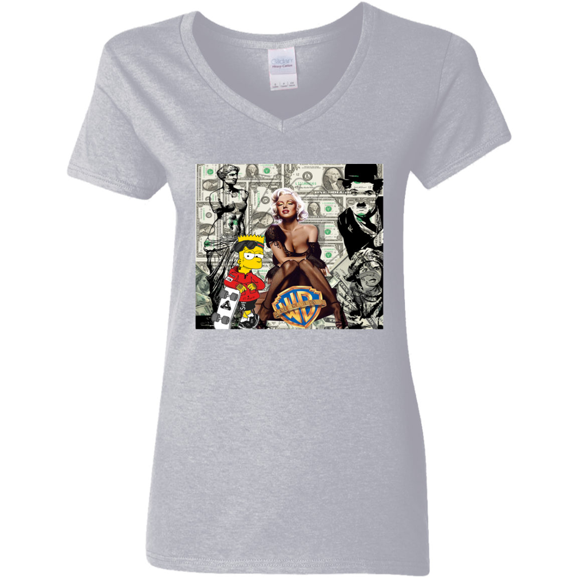 "MONEY MAKING MARILYN" Ladies' 5.3 oz. V-Neck T-Shirt