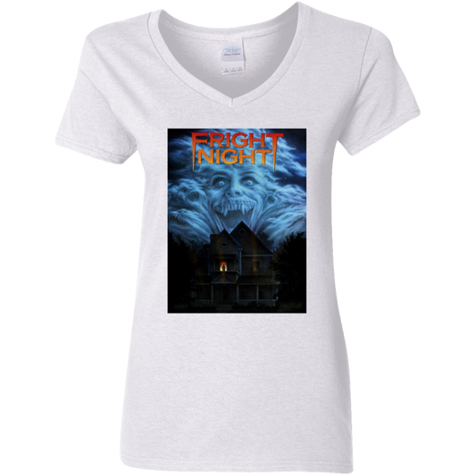 "FRIGHT NIGHT" Ladies' 5.3 oz. V-Neck T-Shirt