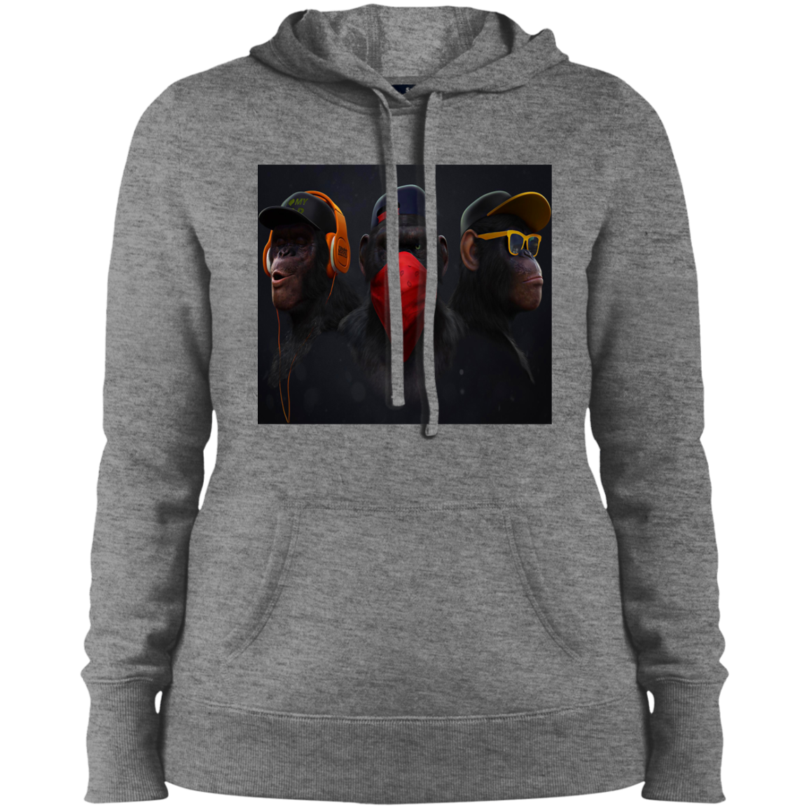 "HEAR NO EVIL SPEAK NO EVIL SEE NO EVIL" Ladies' Pullover Hooded Sweatshirt