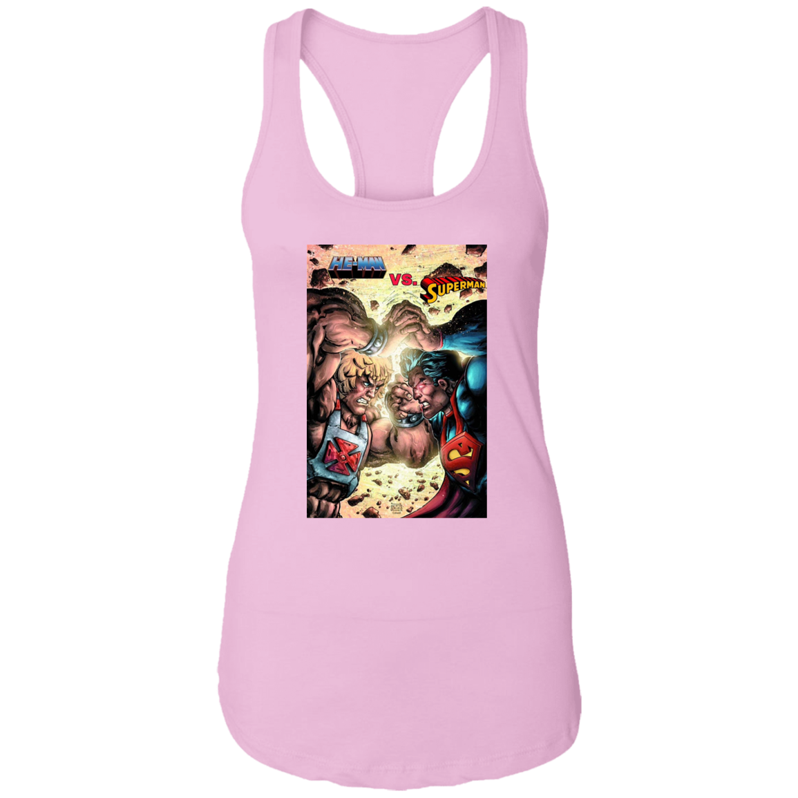 "HE-MAN VS SUPERMAN" Ladies Ideal Racerback Tank