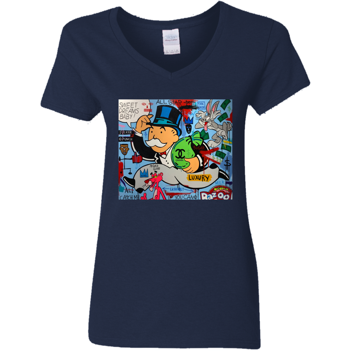 "SWEET DREAMS" Ladies' 5.3 oz. V-Neck T-Shirt