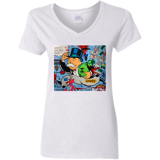 "SWEET DREAMS" Ladies' 5.3 oz. V-Neck T-Shirt