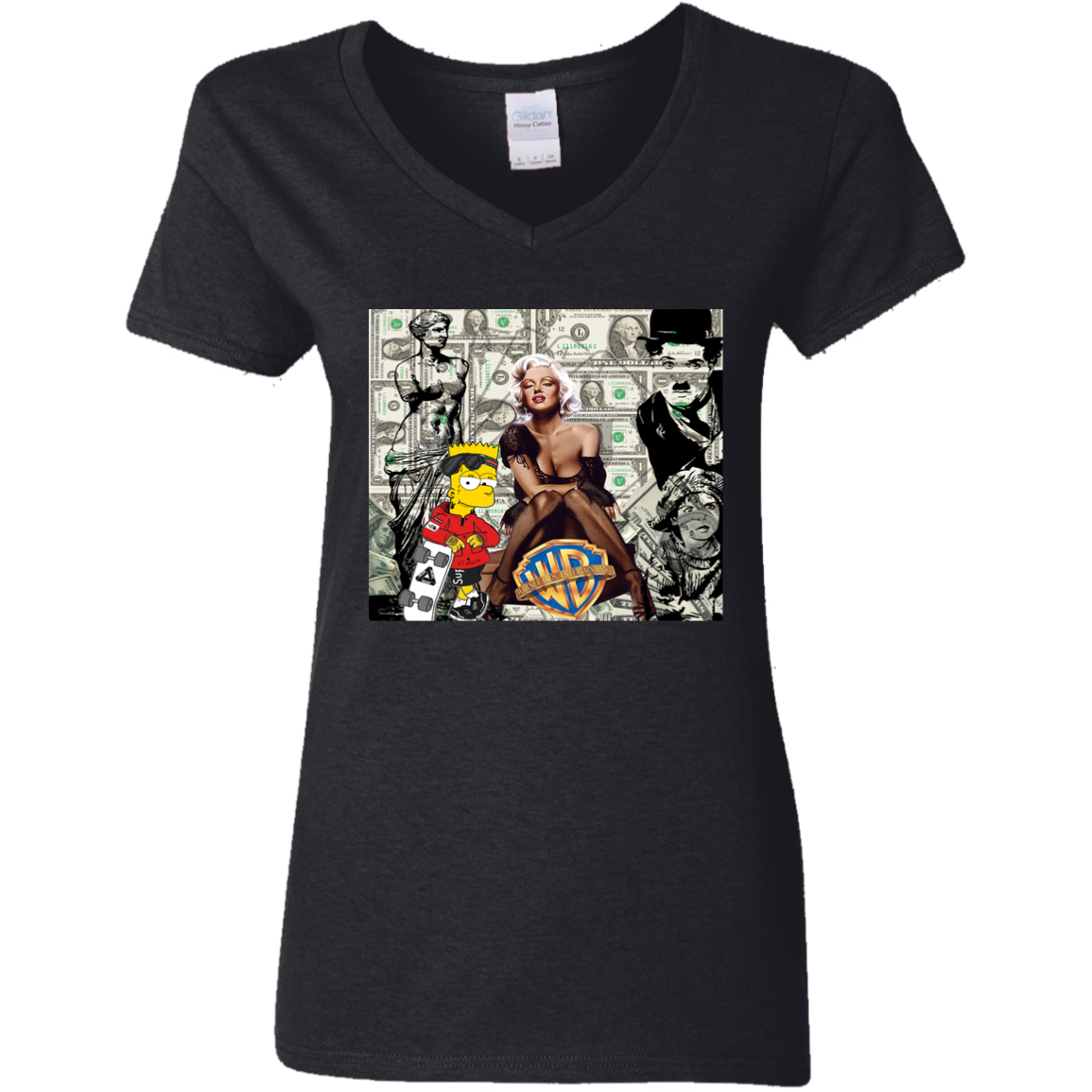 "MONEY MAKING MARILYN" Ladies' 5.3 oz. V-Neck T-Shirt