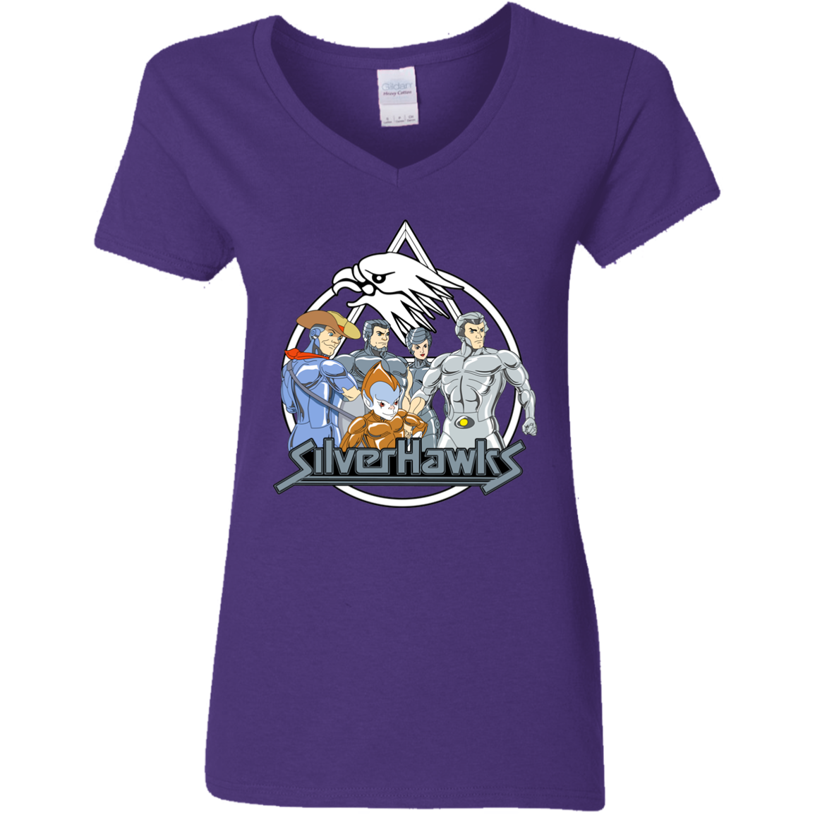 "SILVERHAWKS" Ladies' 5.3 oz. V-Neck T-Shirt