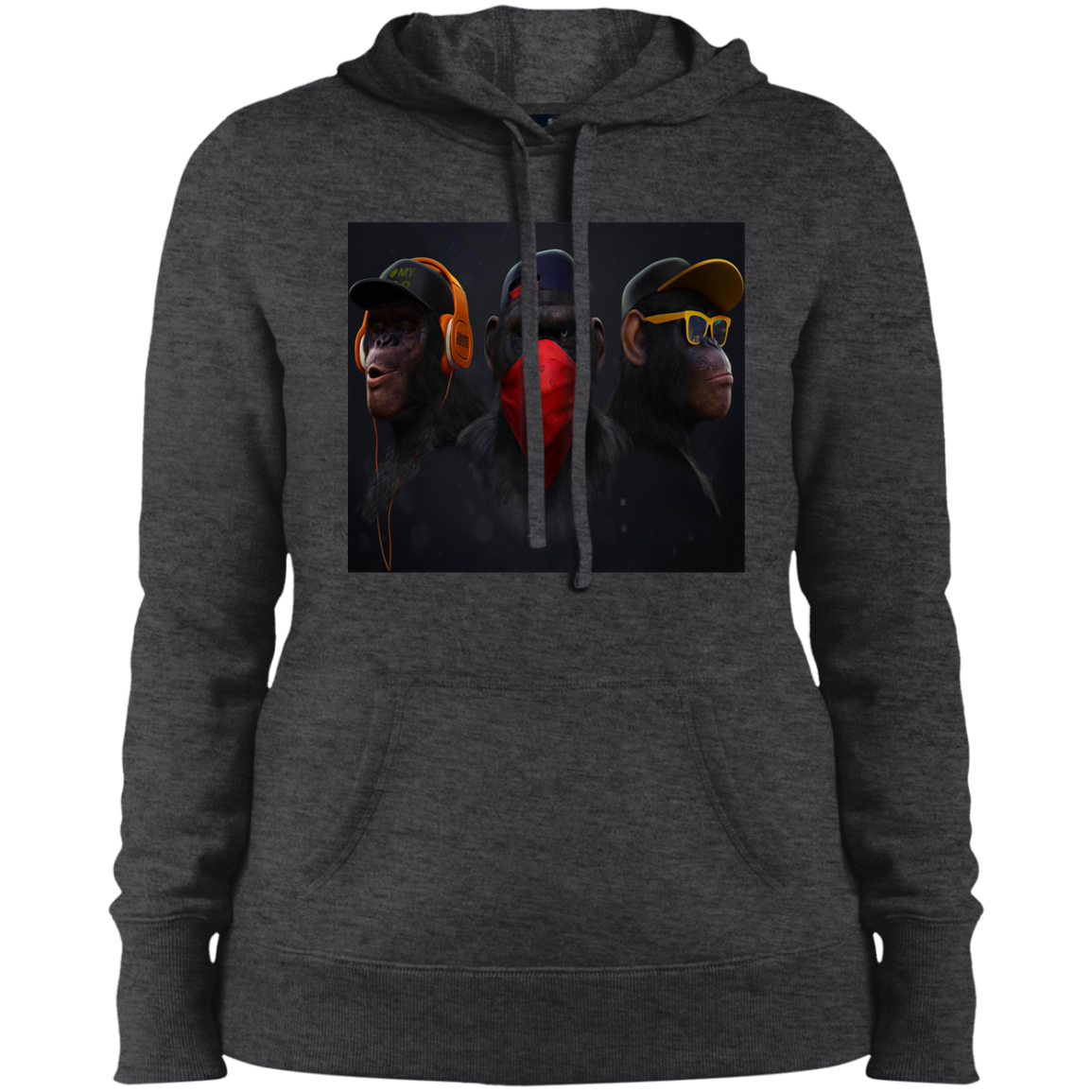 "HEAR NO EVIL SPEAK NO EVIL SEE NO EVIL" Ladies' Pullover Hooded Sweatshirt