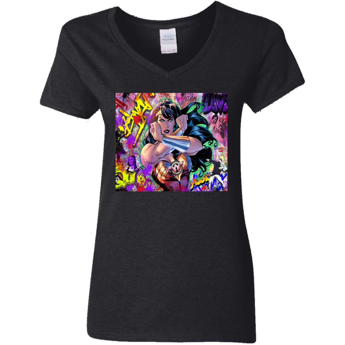 "WONDER WOMAN" Ladies' 5.3 oz. V-Neck T-Shirt