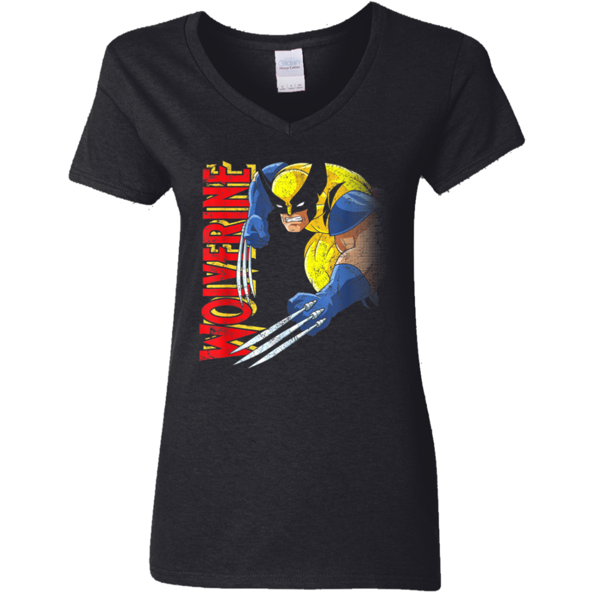 "RETRO WOLVERINE" Ladies' 5.3 oz. V-Neck T-Shirt