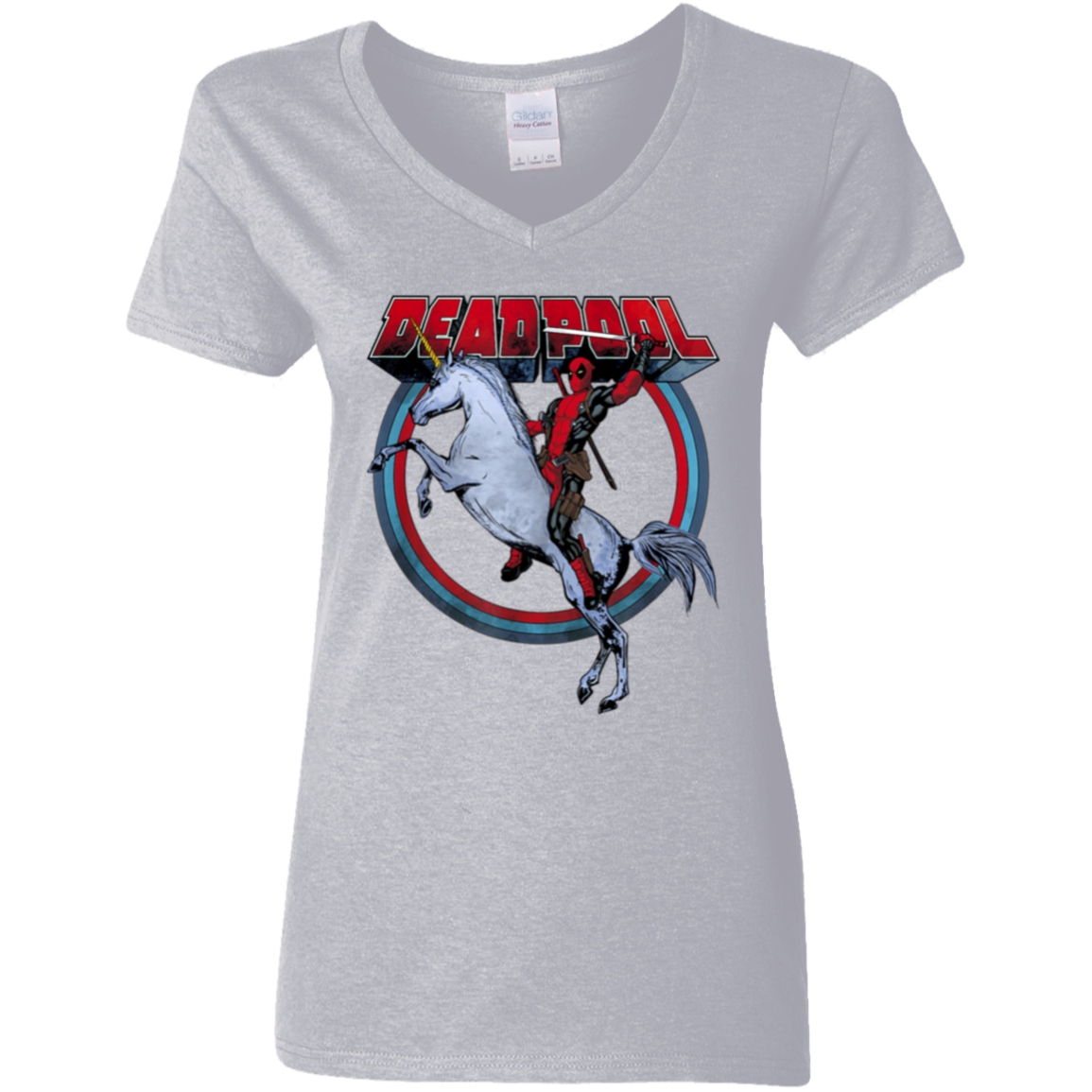 "UNICORN DEADPOOL" Ladies' 5.3 oz. V-Neck T-Shirt