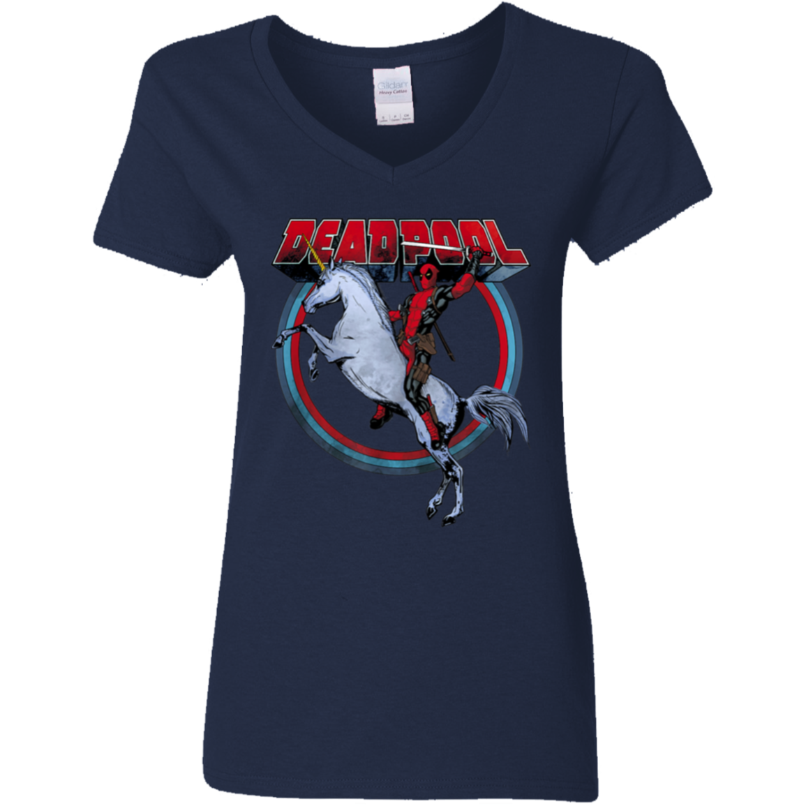 "UNICORN DEADPOOL" Ladies' 5.3 oz. V-Neck T-Shirt