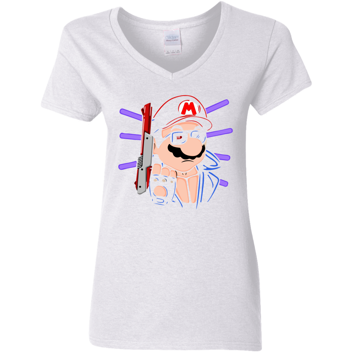 "MARIO TERMINATOR" Ladies' 5.3 oz. V-Neck T-Shirt