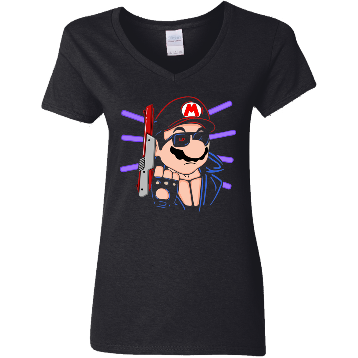 "MARIO TERMINATOR" Ladies' 5.3 oz. V-Neck T-Shirt