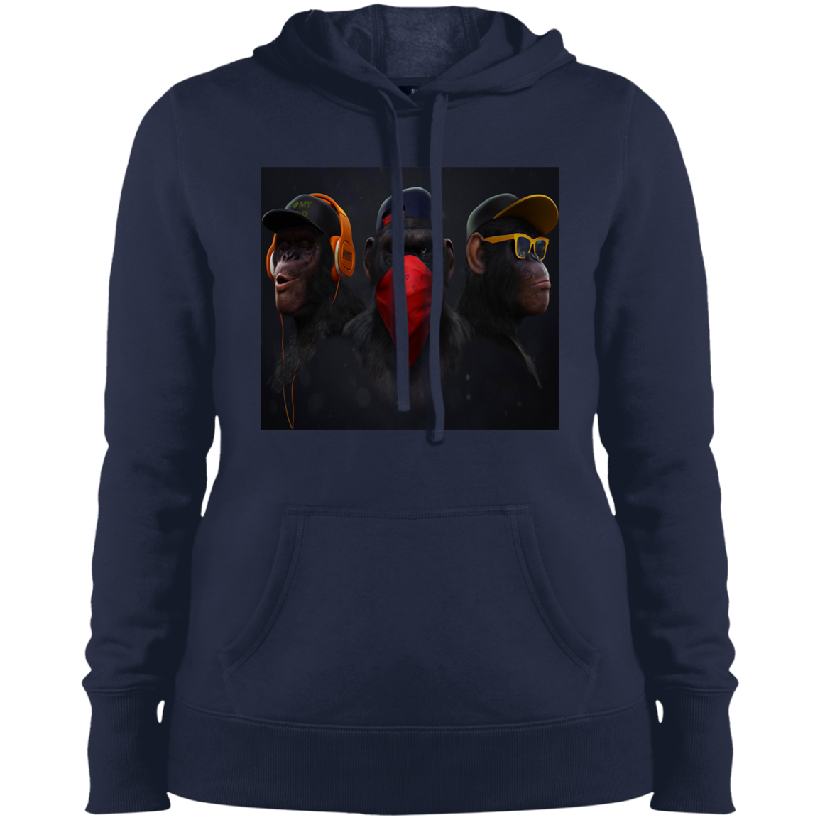 "HEAR NO EVIL SPEAK NO EVIL SEE NO EVIL" Ladies' Pullover Hooded Sweatshirt