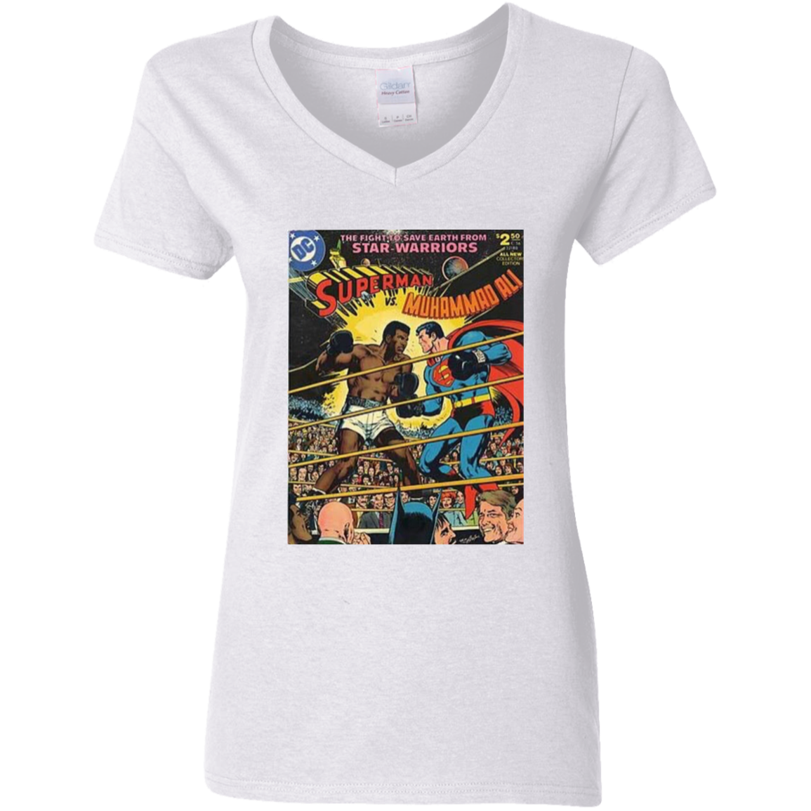 "SUPERMAN VS ALI" Ladies' 5.3 oz. V-Neck T-Shirt