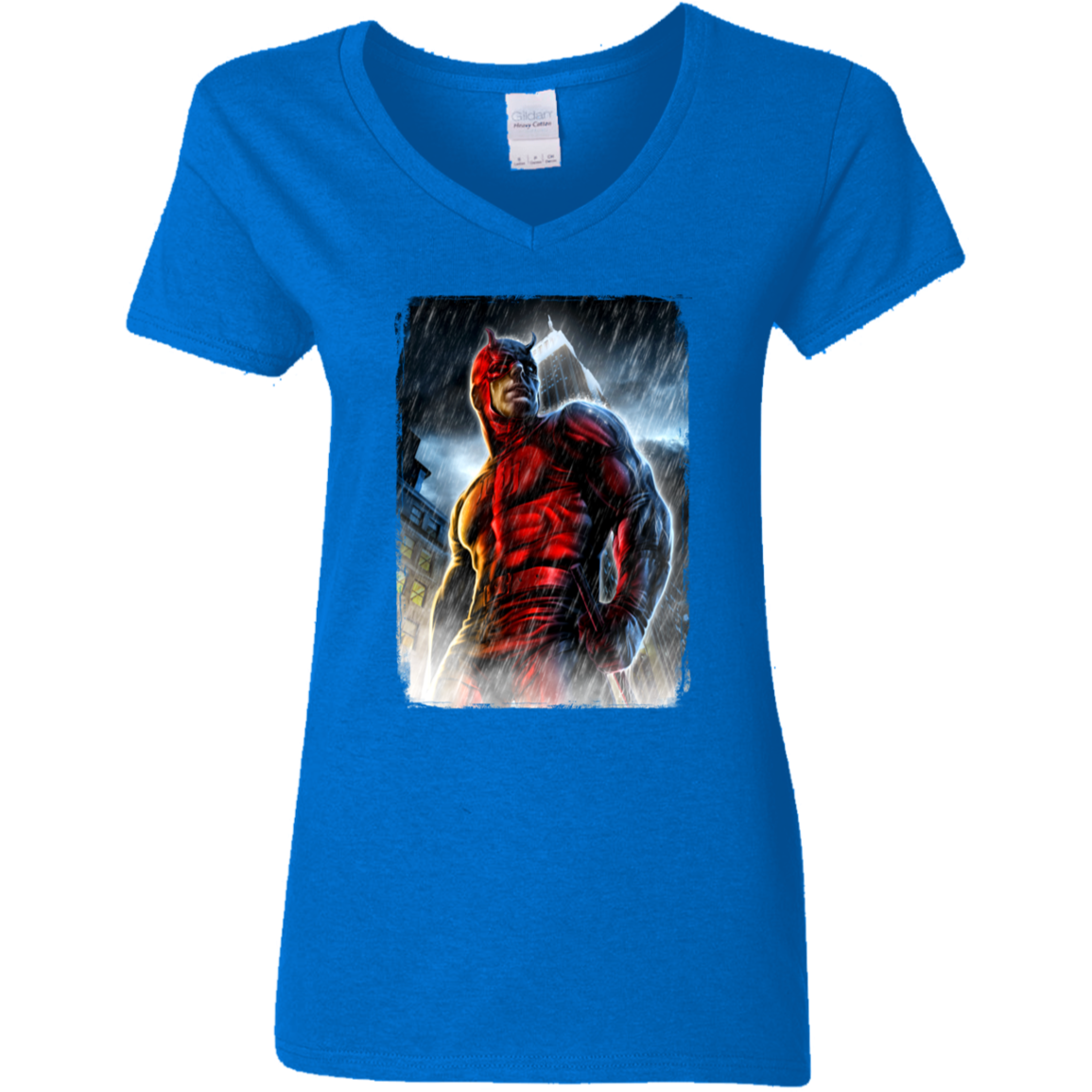 "THE MAN WITHOUT FEAR" Ladies' 5.3 oz. V-Neck T-Shirt