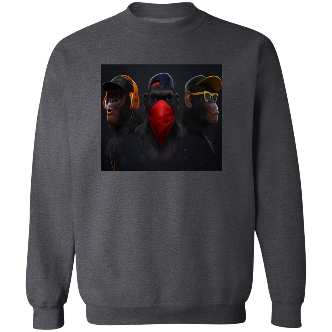 "HEAR NO EVIL SPEAK NO EVIL SEE NO EVIL" Crewneck Pullover Sweatshirt